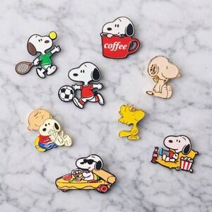 Peanuts Snoopy Woodstock Enamel Pin Set 10pc Pizza Coffee Sports Movie Multi
